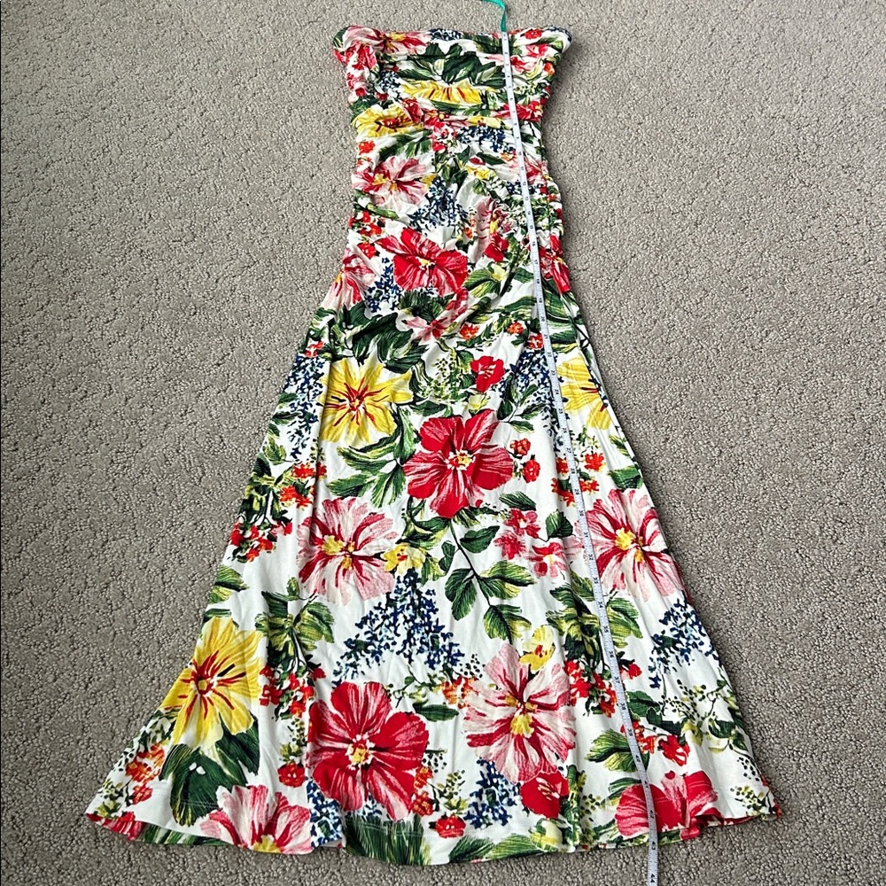 The Gabbie Strapless Ruched Tube Dress Celandine Botanical Floral Anthro XS NWT - Picture 10 of 12